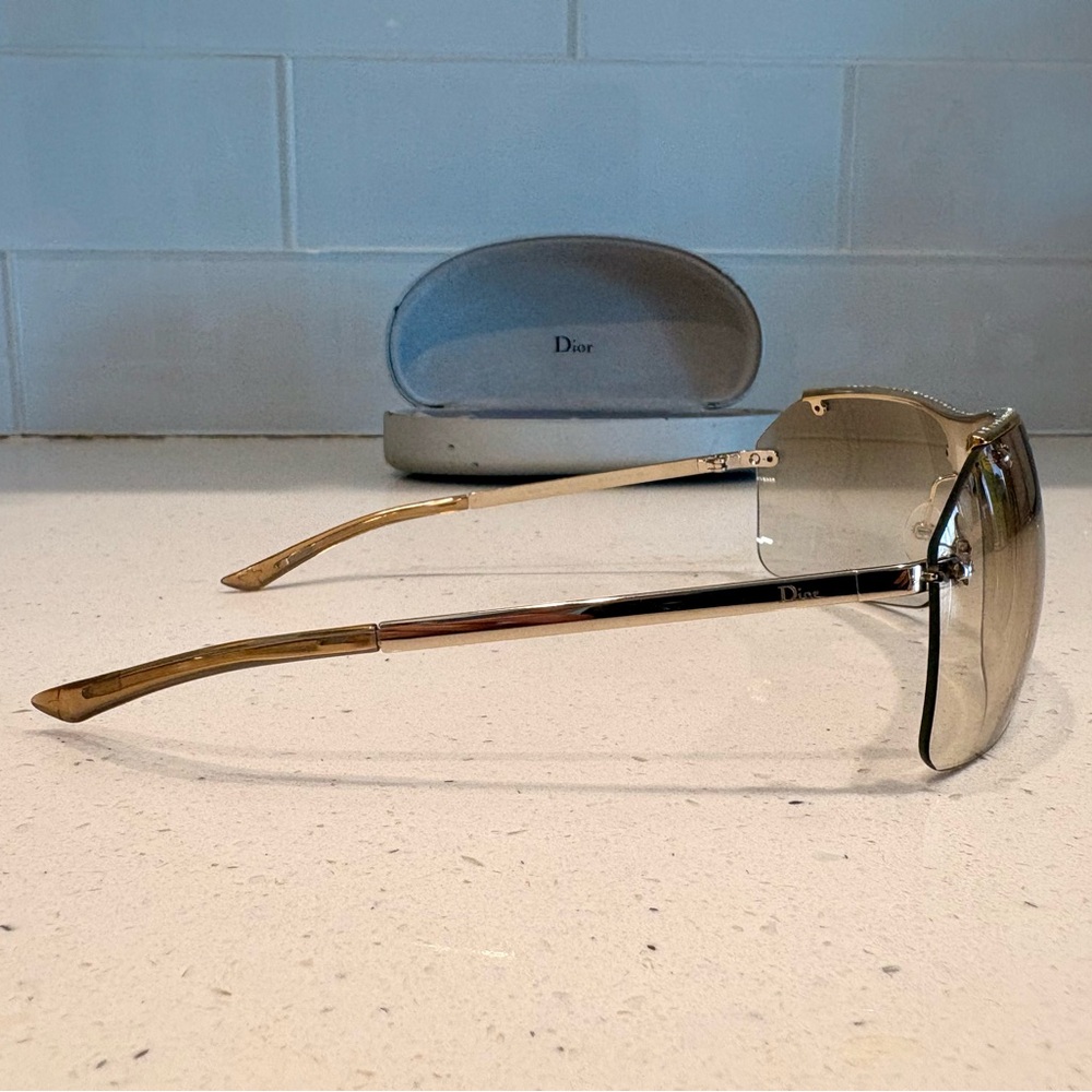 VINTAGE Y2K DIOR ‘HIT 2’ GLASSES LT BROWN/ GOLD CRYSTAL STUDDED COLLECTORS PIECE - Picture 6 of 9